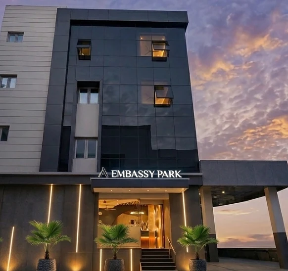 Embassy Park building on the corner of Aziz Mulk 7th Street, Anna Salai